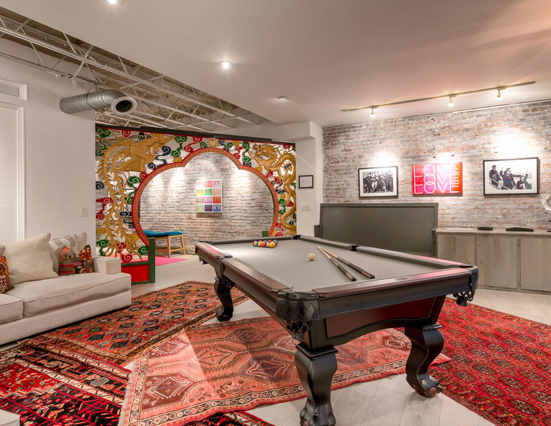 gallery loft living and pool table
